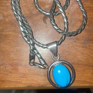 Silver Necklace with Turquoise Pendant